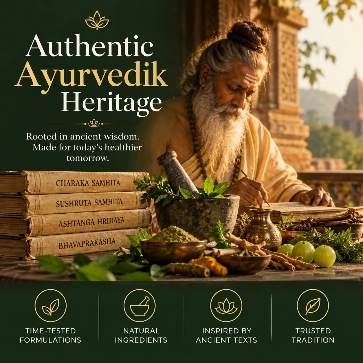 Authentic Ayurvedic heritage rooted in ancient wisdom