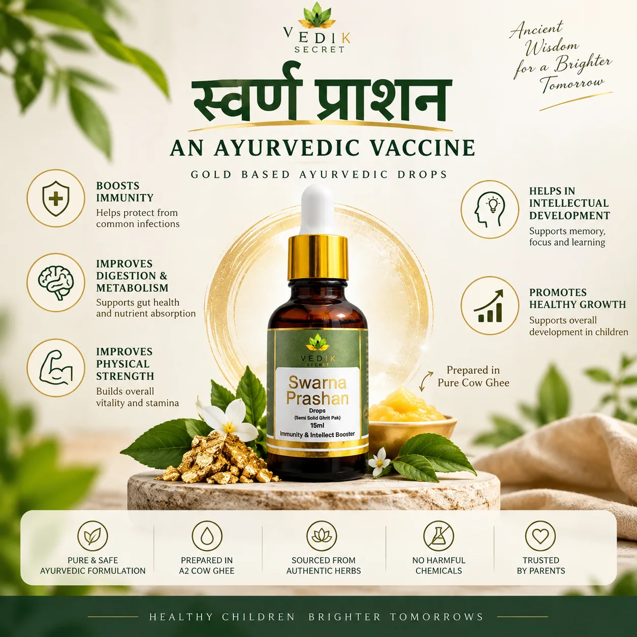 Swarna Prashan gold-based Ayurvedic drops benefits overview